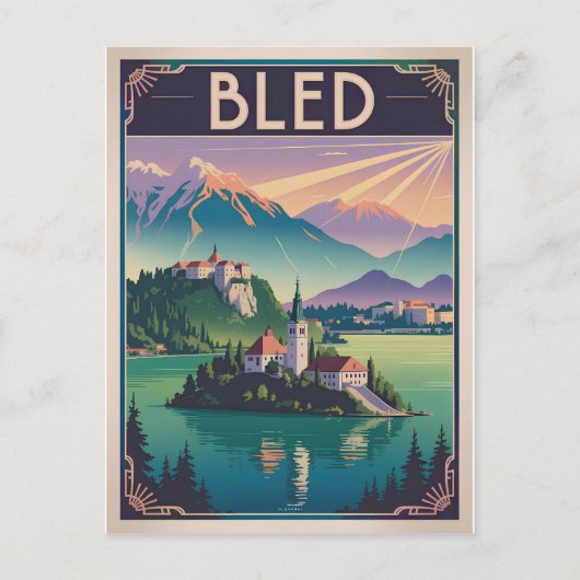 Bled Slovenië vintage Briefkaart (Voorkant)