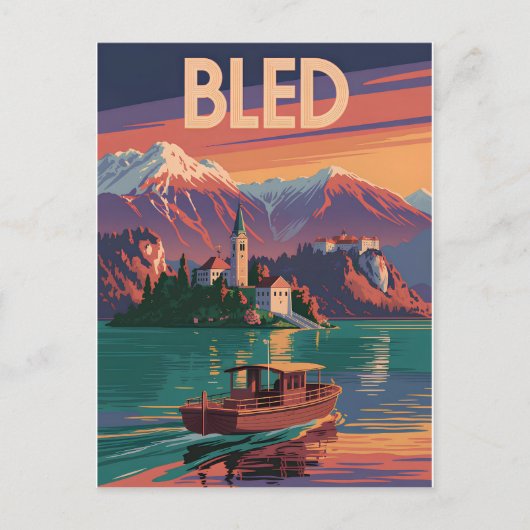 Bled Slovenië vintage Briefkaart (Voorkant)