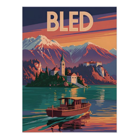 Bled Slovenië vintage Perfect Poster (Voorkant)