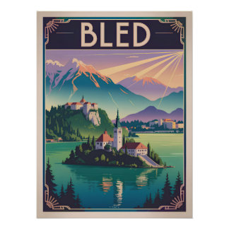 Bled Slovenië vintage Perfect Poster