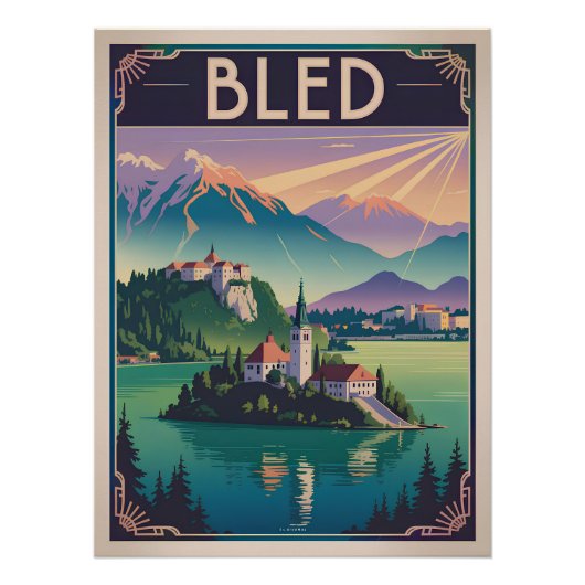 Bled Slovenië vintage Perfect Poster (Voorkant)