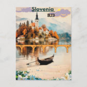 Bled Travel Briefkaart Slovenië Art, Blue Bled (Voorkant)