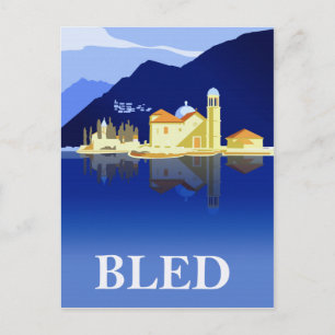 Bledmeer, waterreflecties briefkaart