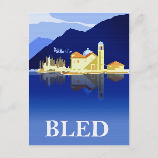 Bledmeer, waterreflecties briefkaart (Voorkant)