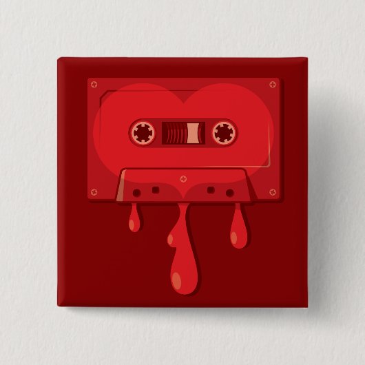 Bleeding Audio Cassette Vierkante Button 5,1 Cm (Voorkant)