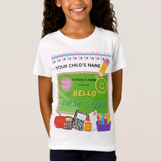 BLEEGRAPHICS: Hallo, eerste klas! T-shirt (Voorkant)