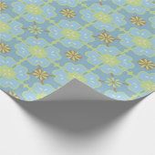 Bleek Aqua Blue Floral Block Tile Beauful Pattern Cadeaupapier (Hoek)