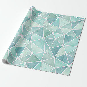 Bleek Aqua Geometrisch Mozaïek – Veelhoek Cadeaupapier