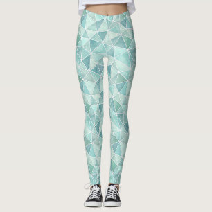 Bleek Aqua Geometrisch Mozaïek – Veelhoek Leggings