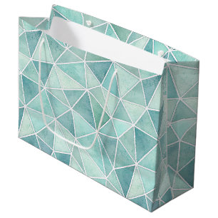 Bleek Aqua Geometrische Mozaïek – Veelhoek Groot Cadeauzakje
