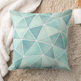 Bleek Aqua Geometrische Mozaïek – Veelhoek Kussen