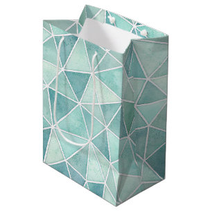 Bleek Aqua Geometrische Mozaïek – Veelhoek Medium Cadeauzakje