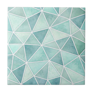 Bleek Aqua Geometrische Mozaïek – Veelhoek Tegeltje