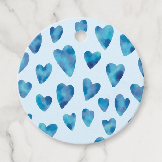 Bleek Baby Blue Waterverf Heart Gift Label (Voorkant)