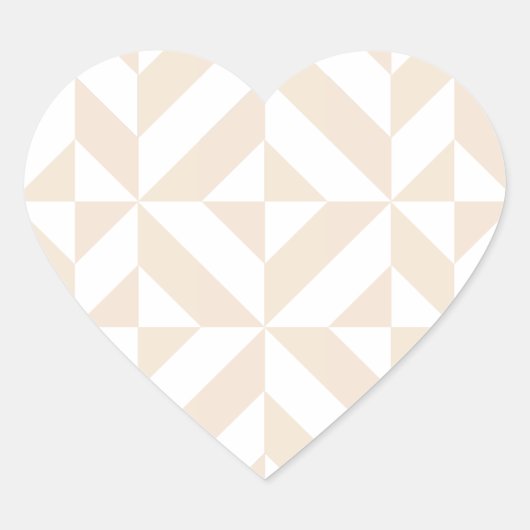 Bleek beige geometrische decocubedenkpatroon hart sticker (Voorkant)