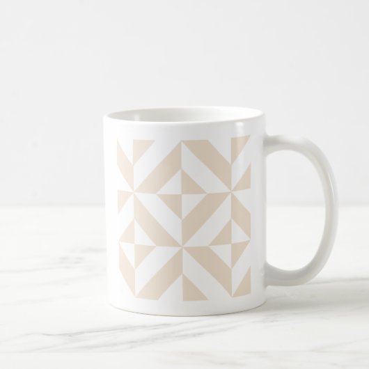 Bleek beige geometrische decocubedenkpatroon koffiemok (Rechts)