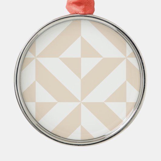 Bleek beige geometrische decocubedenkpatroon metalen ornament (Voorkant)