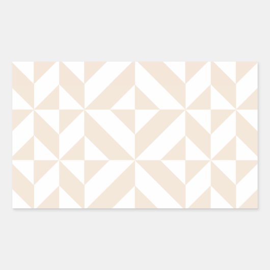 Bleek beige geometrische decocubedenkpatroon rechthoekige sticker (Voorkant)