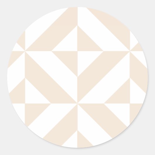 Bleek beige geometrische decocubedenkpatroon ronde sticker (Voorkant)