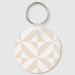 Bleek beige geometrische decocubedenkpatroon sleutelhanger