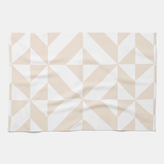Bleek beige geometrische decocubedenkpatroon theedoek (Horizontaal)
