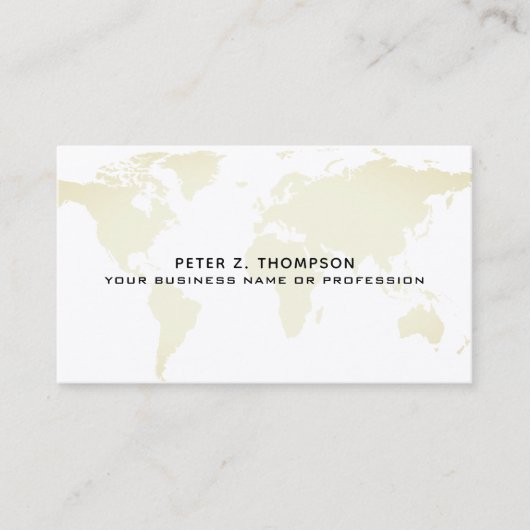bleek beige wereldkaart internationaal visitekaartje (Voorkant)