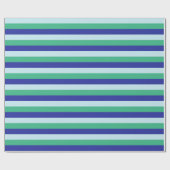 Bleek blauw, Aqua Green en Blauwe Stripes Cadeaupapier (Vlak)