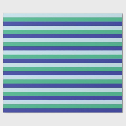 Bleek blauw, Aqua Green en Blauwe Stripes Cadeaupapier (Vlak)