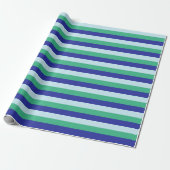 Bleek blauw, Aqua Green en Blauwe Stripes Cadeaupapier (Uitgerold)