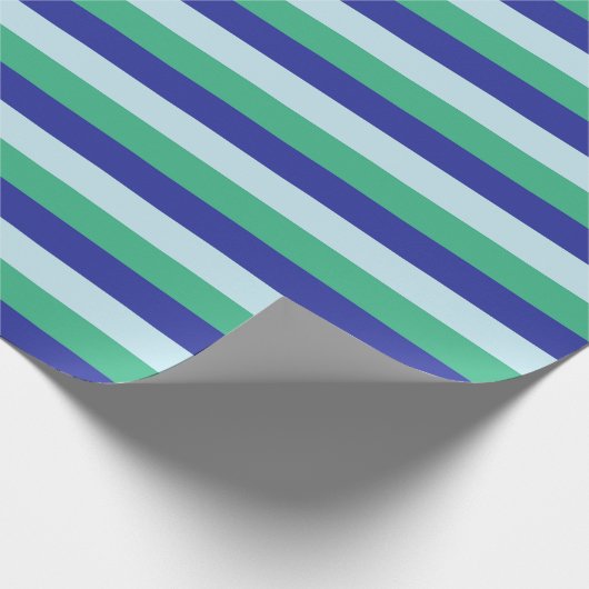 Bleek blauw, Aqua Green en Blauwe Stripes Cadeaupapier (Hoek)