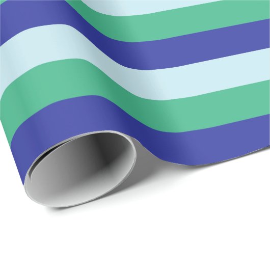 Bleek blauw, Aqua Green en Blauwe Stripes Cadeaupapier (Rol Hoek)