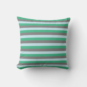 Bleek blauw, Aqua Green en Charcoal Grey Stripes Kussen