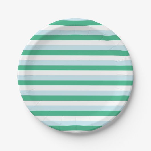 Bleek blauw, Aqua Green en White Stripes Papieren Bordje (Voorkant)