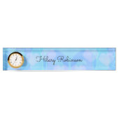 Bleek blauw asymmetrisch patroon naambordje (Voorkant)