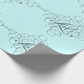 Bleek Blauw Blauwgroen Bloeiende LIEFDE Moderne Ka Cadeaupapier (Hoek)