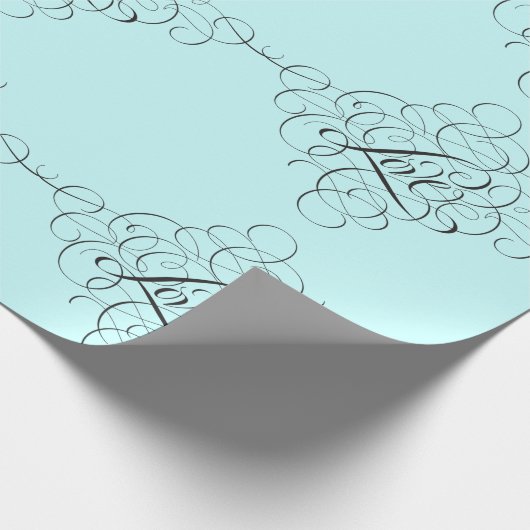 Bleek Blauw Blauwgroen Bloeiende LIEFDE Moderne Ka Cadeaupapier (Hoek)