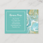Bleek Blauw, Blauwgroen, Turquoise Marble Art Visitekaartje (Voorkant)