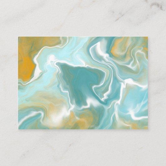 Bleek Blauw, Blauwgroen, Turquoise Marble Art Visitekaartje (Achterkant)