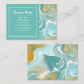 Bleek Blauw, Blauwgroen, Turquoise Marble Art Visitekaartje (Voorkant / Achterkant)