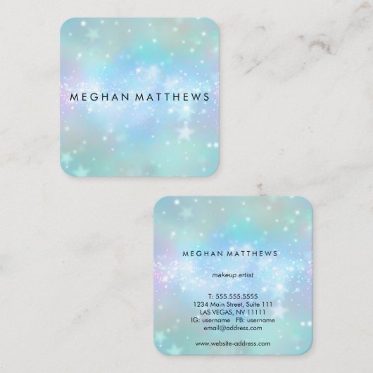 Bleek blauw bogen schoonheidsmakreel vierkante visitekaartje (Voorkant / Achterkant)