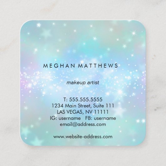 Bleek blauw bogen schoonheidsmakreel vierkante visitekaartje (Achterkant)
