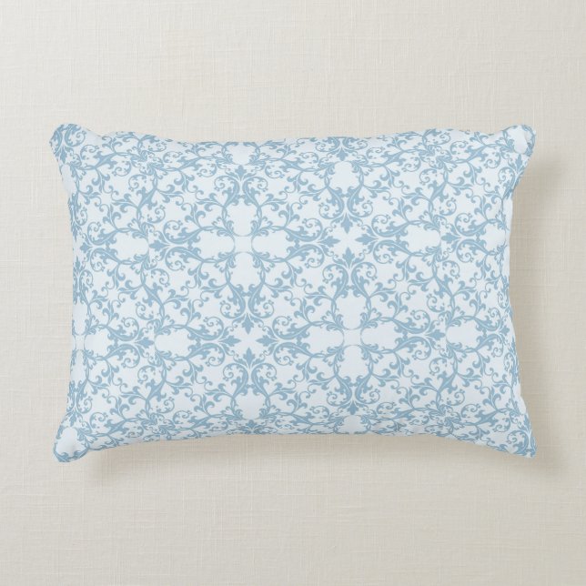 Bleek blauw Damask Decoratief Kussen (Voorkant)