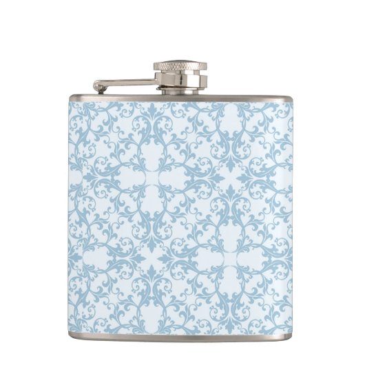 Bleek blauw Damask Heupfles (Voorkant)