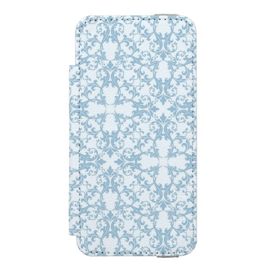 Bleek blauw Damask Incipio iPhone Portemonnee Hoesje (Voorkant Agenda)