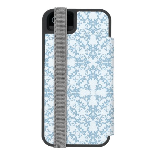 Bleek blauw Damask Incipio iPhone Portemonnee Hoesje (Agenda Achterkant)