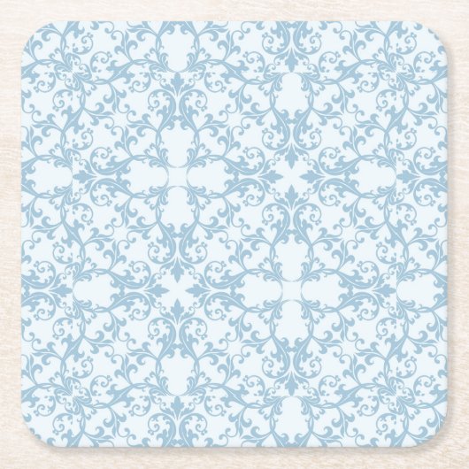 Bleek blauw Damask Kartonnen Onderzetters (Voorkant)