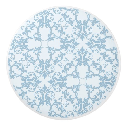 Bleek blauw Damask Keramische Knop (Voorkant)