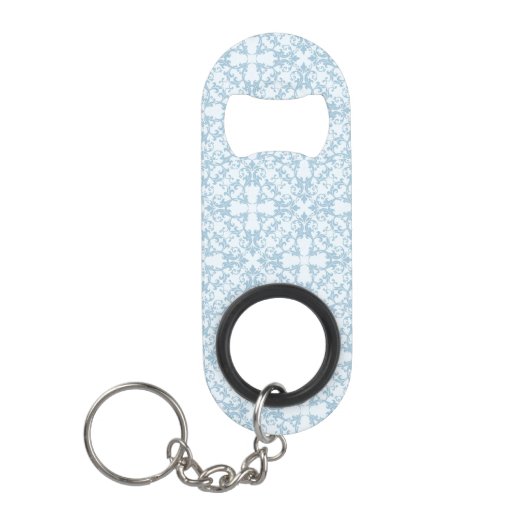 Bleek blauw Damask Mini Flessenopener (Voorkant)