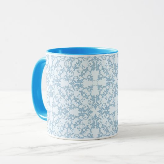 Bleek blauw Damask Mok (Voorkant links)