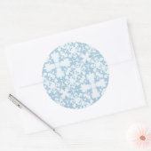 Bleek blauw Damask Ronde Sticker (Envelop)